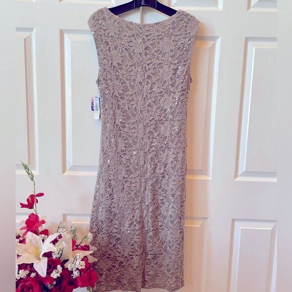 MOCHA R&M RICHARDS SLEEVELESS LACE & SEQUIN DRESS PLUS SIZE 18W MADE IN USA NWT - Picture 5 of 6